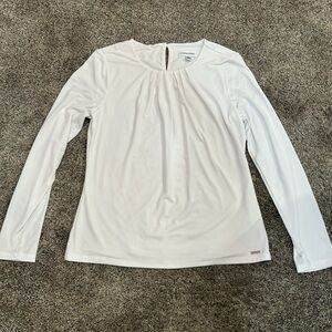Calvin Klein White Long Sleeve Women's Blouse /Top Dressy Sleek